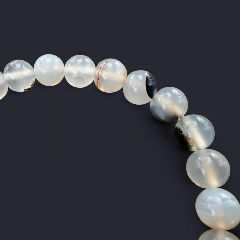 Flower Agate Gemstone Bead Bracelet 8mm